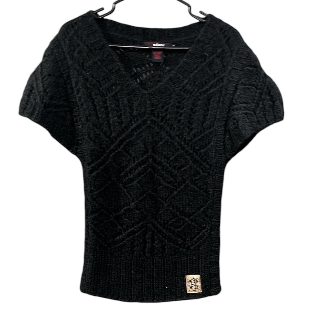 KARV wool knit top, black, size small